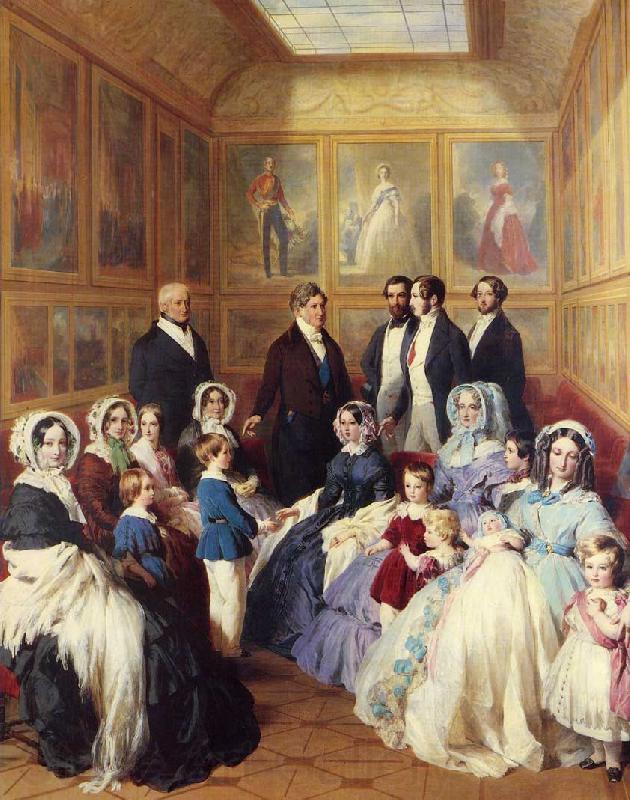 Franz Xaver Winterhalter Queen Victoria and Prince Albert with the Family of King Louis Philippe at the Chateau D'Eu France oil painting art